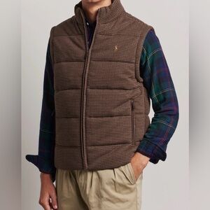 Polo Ralph Lauren Brown HOUNDSTOOTH Double Knit Quilted Puffer Vest 2XLT 2LT